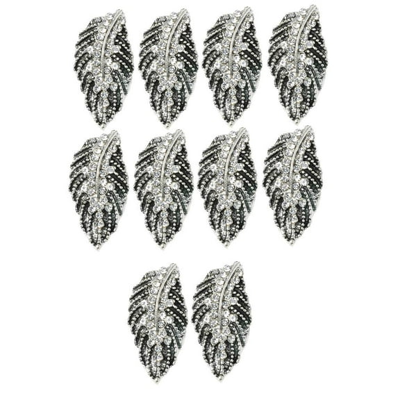 10 Pieces Metal Leaf Rhinestone Buttons Flat Back Crystal Buttons Craft Making Accessories Wedding Invitation Card ration Sewing Embellishm