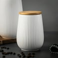 thumbnail image 4 of Thyme & Table Small (693 ml) Ceramic Ribbed Kitchen Organization Canister with Bamboo Lid, White, 4 of 6