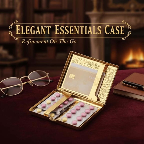 Art Deco Wallet Case,Vintage Style Slim Metallic Storage Box,Credit Card Cash Organizer,Heavy-Duty Protective Case,Elegant One-Handed Access,Jewelry and Keepsake Storage,Portable Storage Box