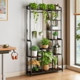 thumbnail image 3 of Wisfor Large Tall Industrial Plant Stand Flower Shelf  Basket Hanging Rail for Garden Balcony Pati Storage, 38.58x9.37x70.87 inch, 3 of 13