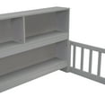 thumbnail image 3 of Noble House Lester Full Size Floor Bed, Pine Wood Frame with Side Bookcase, Shelves, and Guardrails for Kids, Grey, 3 of 11
