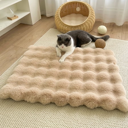 RuiJiao Self Heating Pet Warming Pad 35x50cm Polyester Thermal Dog Cat Bed Mat Plush Cozy Beige Khaki Gray Green Pink