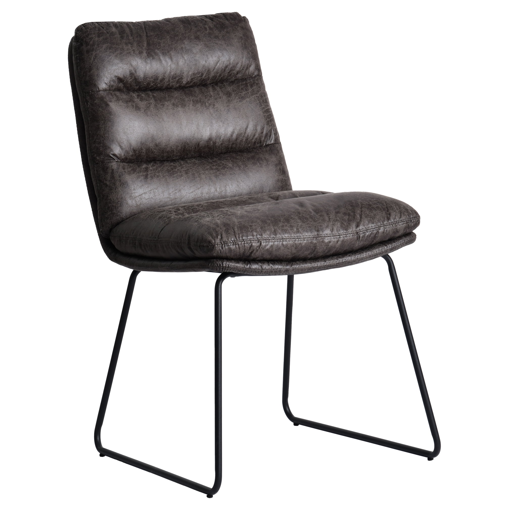 Homy Casa Lot de 2 Chaises de Salle à Manger Mid-Century Modern, Rembourrées en Similicuir avec Pieds de Traîneau en Métal, Gris