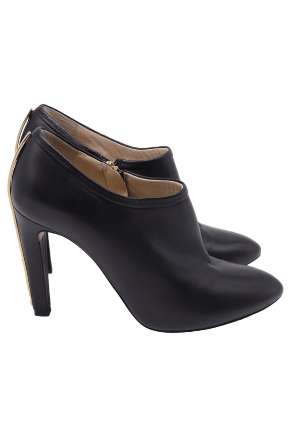 Pre-Owned Chlo Back Plated Accent Ankle Boots in Black Leather