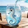 thumbnail image 7 of Artisanal Seahorse Glassware, 2D Seahorses Stemless Wine Glasses, Ocean Fantasy Embossed Glass Collection, Handcrafted Marine Animal Bar Glass, Coastal Home Decor Gift, 7 of 7