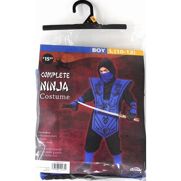 Complete Blue Ninja Halloween Costume for Children, Boys Size M (8