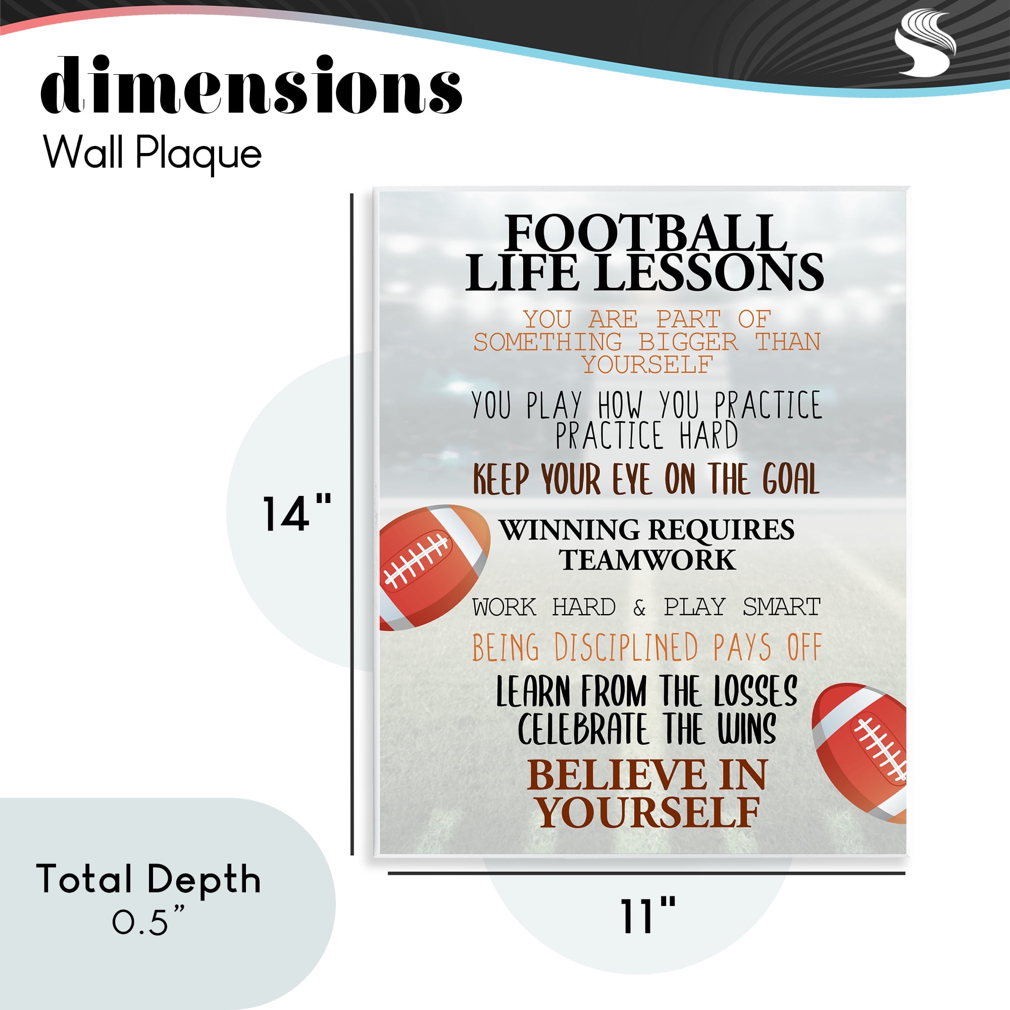 Football Life Lessons Wall Plaque Art, design by Kim Allen