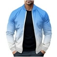thumbnail image 2 of Xysaqa Men's Gradient Color Lightweight Bomber Jacket Premium Full-Zip Active Track Jacket Stretch Long Sleeve Slim Fitted Sportswear with pockets Light Blue, 2 of 5