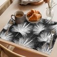 thumbnail image 3 of Black Palm Leaves Coastal Placemats Set of 12 Summer Tropical Botanical Boho Place Mats Indoor Wipeable Table Mats Washable Cloth Dining Table Placemats for Kitchen Holiday Party Decor 13x19 Inch, 3 of 9