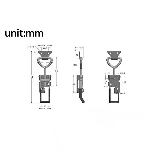 Toggle Clamp Lever - Black/Grey Plastic, M8 Male Thread, 2.93" Overall Length (Pack Of 1)