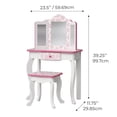 thumbnail image 4 of Fantasy Fields Kids Gisele Giraffe Print Makeup Vanity Set with Tri-Fold Mirror and Chair, Pink/White, 4 of 9