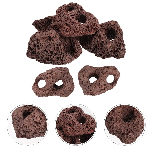 Rocks Volcanic Stones 6pcs Decorative Rocks Fish Tank Filter Aquarium Landscape Ornaments Decoration (Random Color)