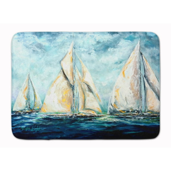 Carolines Treasures MW1283RUG The Last Mile Sail boats Machine Washable Memory Foam Mat 19 X 27" multicolor