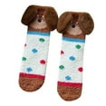 thumbnail image 2 of Wuxian Socks For Women Cute Puppy Animal Graphic Striped Print Fuzzy Thickened Crew Socks Winter Thermal Sleeping Slipper Socks Comfy Dailywear,White,One Size, 2 of 4