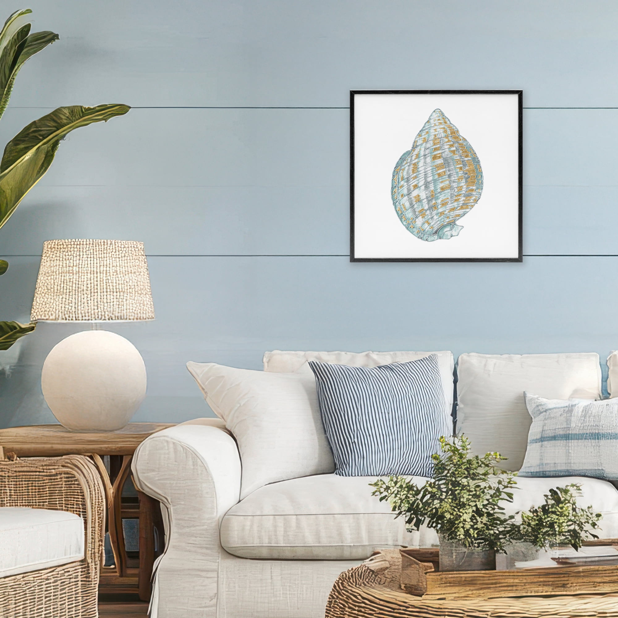 Stupell Industries Regal Shells Spiral Black Framed Giclee Art, design by Lorenzo Collective