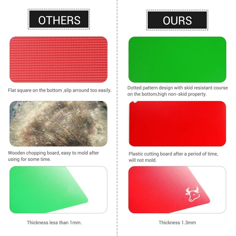6 Color Plastic Kitchen Cutting Board Mat Set Flexible with Food