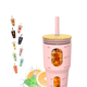 thumbnail image 1 of Vaso De Vidrio Taza Cristal Con Pajita Tapa Bambú 960ml Xtellar rosa, 1 of 4