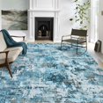 thumbnail image 1 of Vintage Abstract Runner Rug 5x7 Machine Washable Low Pile Boho Kitchen Rugs Low Pile Ultra Soft Foldable Long Rug Runners for Hallways Laundry Room Bathroom, Blue, 1 of 7