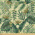 thumbnail image 2 of Ambesonne Jungle Fabric by the Yard Upholstery, Exotic Foliage Earth Tones, 1 Yard, Cream Hunter Green, 2 of 5