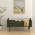 thumbnail image 4 of Fabric Storage Stool, Storage Bench with Solid Wood Legs & Anti-slip Pads, Entryway Bench with Storage for Living Room, Bedroom, Dorm, Green, 4 of 7