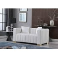 thumbnail image 2 of Chesterfield Loveseat Sofa with 2 Pillows, Modern Velvet Upholstered 2 Seater Leisure Couch with Metal Feet, Comfy Lounge Sofa Couch for Living Room, Bedroom, Office, Apartment, White, 2 of 5