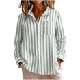thumbnail image 2 of Neewe Womens Long Sleeve Shirts Striped Casual Summer Fashion Ladie Tops Loose Fit Spring Lightweight Clothes Beach Vacation, 2 of 9