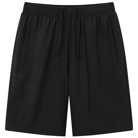 Sngxgn Men's Shorts Casual Elastic Waist Drawstring Summer Beach Shorts(Black,XXXL)