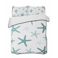 thumbnail image 2 of Quilts Full Size, Teal Starfish Coastal Soft Comforter Bedding Set for Bed, Summer Beach Ocean Lightweight Quilted Bedspread with Pillow Cover(2 Pieces) for All Season, 78x90 Inch, 2 of 9