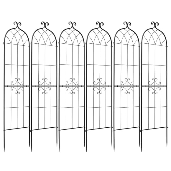 KFFKFF Garden Trellis, 71 x 20 inch Rose Trellis, 6 Packs Garden Flower Rose Trellises with Powder-Coated Finish & Convenient Locking Design, Plant Support Trellises