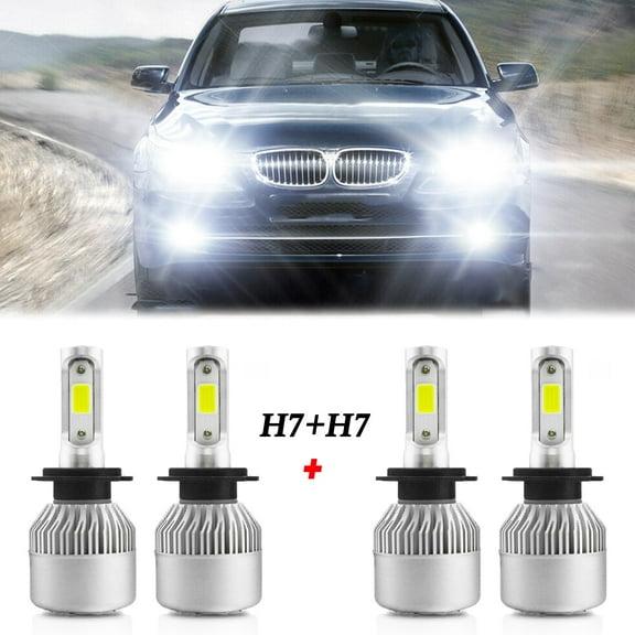 For BMW X3 2004-2015 2016 2017 2018 LED Headlight Bulbs H7 High Beam and Low Beam 4pc