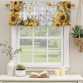 thumbnail image 2 of 2 Pack Farmhouse Sunflower Valances for Windows Bedroom Living Room Window Treatments, Vintage Daisy Butterflies Gray Wood Rod Pocket Valance Drapes Short Kitchen Curtains Over Sink 42"x12", 2 of 8