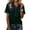 Dark Green, variant on Women's Polo Shirts Summer Casual Denim Color Block Patchwork Blouses Vintage Short Sleeve Button Flap T Shirt M