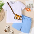 thumbnail image 2 of ASFGIMUJ Kids Toddler Baby Girls Spring Summer Cotton Animal Print Short Sleeve Shorts Outfits Clothes,Size 2 Years-3 Years, 2 of 9