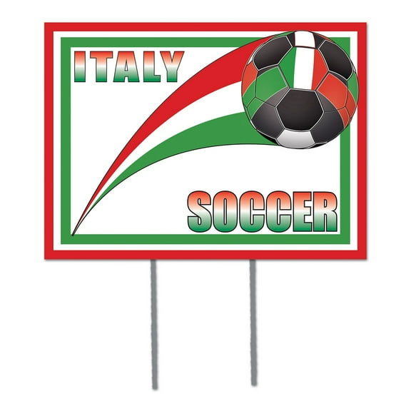 Beistle Pack of 6 Red, Green and White "Italy" Soccer Themed Yard Signs 16"
