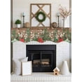 thumbnail image 3 of Christmas Poinsettia Fireplace Mantle Scarf, Farmhouse Eucalyptus Botanical Xmas Mantel Cover Table Runner for Home Living Room Door Window, Indoor Outdoor Holiday Party Decor 17" x 60", 3 of 6