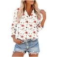 thumbnail image 2 of ZQUUVOU Womens T-Shirts Printed Casaul 3/4 Sleeve V-Neck Tunic Blouse(C-Red,M), 2 of 8