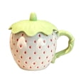 thumbnail image 2 of Cute Strawberry Mug with Lid and Spoon Ceramic Pink Coffee Maker Tea Cup for Women Kawaii Kitchen Gifts, 2 of 5