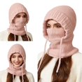 thumbnail image 4 of Yuanlong Womens Hats Winter Knitted Thick Fuzzy Lined Neck Warmer One Piece Beanie Caps Outdoor Skiing Thermal Scarf Hat, 4 of 6