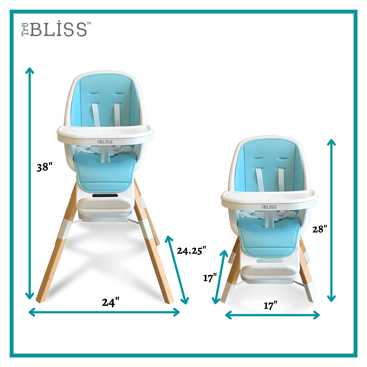 TruBliss Turn-a-Tot High Chair, Sky Blue, Unisex