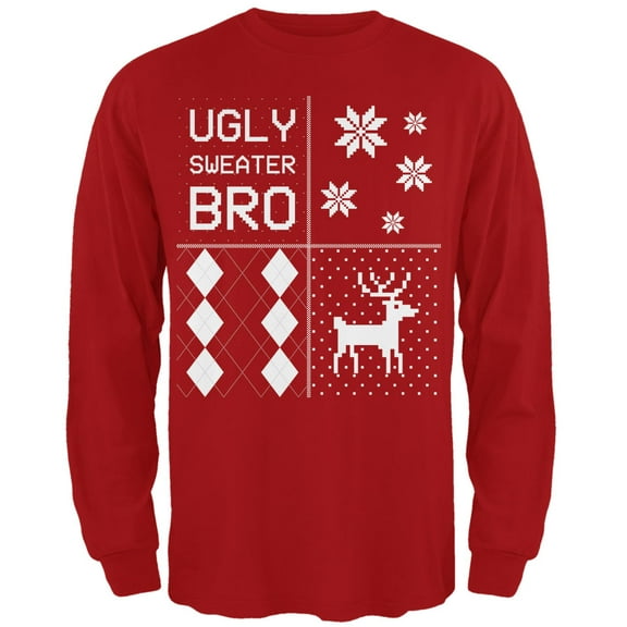 Old Glory Mens Ugly Sweater Bro XMAS Sweater Festive Blocks Long Sleeve T Shirt