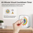 thumbnail image 2 of 60-Minute Visual Timer with Night Light, Countdown Timer,Pomodoro Timer with Rainbow Pattern for Kids and Adults White, 2 of 5