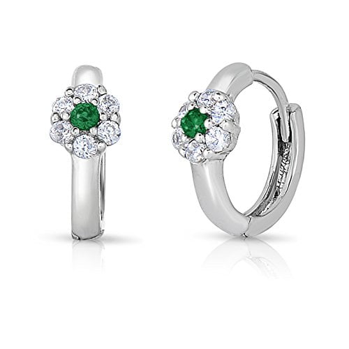 Tilo Jewelry Sterling Silver Flower Ring with Simulated Birthstone /& CZ for Girls
