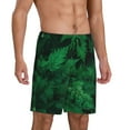 thumbnail image 2 of Sikiie Green Leave Fern Mens Pajama Shorts, Lightweight Lounge Pant with Pockets Soft Sleep Pj Shorts for MenLarge, 2 of 6