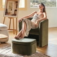 thumbnail image 3 of MALOL Upholstered Velvet Barrel Accent Chair with Storage Ottoman, Morden Living Room Side Tub Chair, Single Sofa Armchair with Lounge Seat for Bedroom/Reading Spaces, Green, 3 of 14
