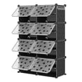 thumbnail image 1 of Expandable 8-Tier Shoe Rack Organizer – Detachable Modular Plastic Shoe Storage Cabinet with PVC Shelves, Holds 32 Pairs, Space-Saving, for Entryway, Closet, Hallway, Bedroom, Black, 1 of 8