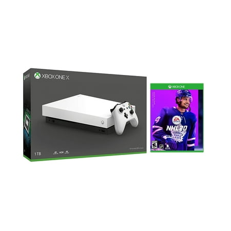 Microsoft Xbox One X 1TB Special White Edition 4K Ultra HD Blu-ray Console Bundle With NHL 20 - 2019 New Xbox Game!