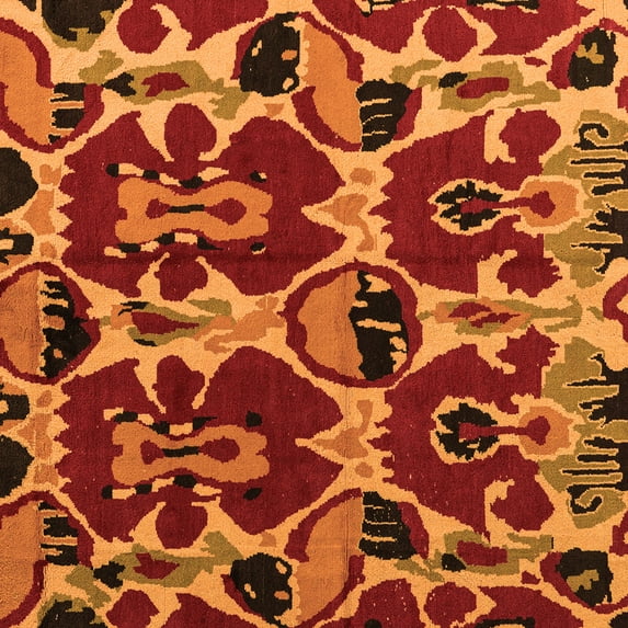 Ahgly Company Indoor Square Abstract Orange Modern Area Rugs, 6' Square