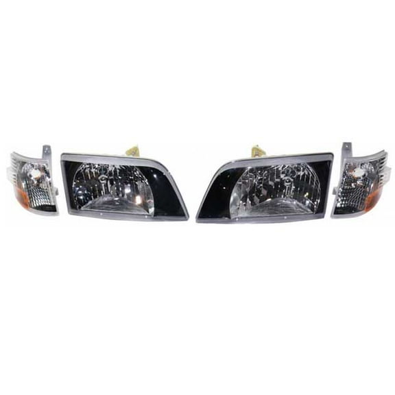 For 98-17 Volvo VNL/VNM Diamond Design Headlight Headlamp w/Black Bezel SET PAIR