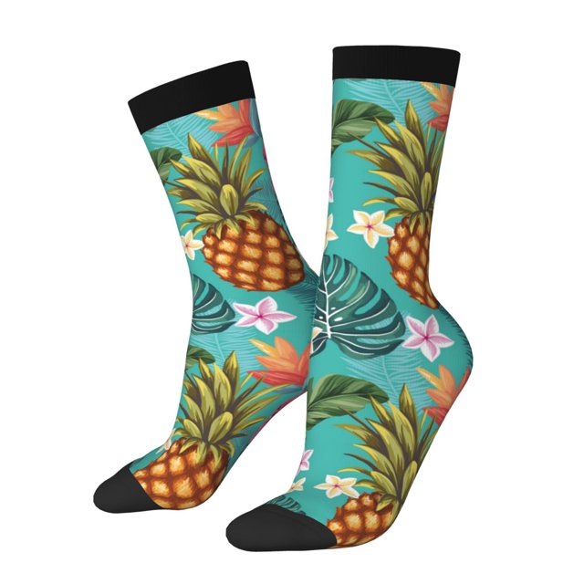 Balery Pineapple Calcetas Largas con Estampado para Hombre y Mujer – Suaves y Transpirables, Talla Única (US 5-11)