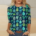 thumbnail image 2 of lcziwo Easter Clothes for Women Casual Crew Neck Three Quarter Sleeve Shirts Fashion Egg Rabbits Graphic Basic Tees Tops Multicolor XL, 2 of 6